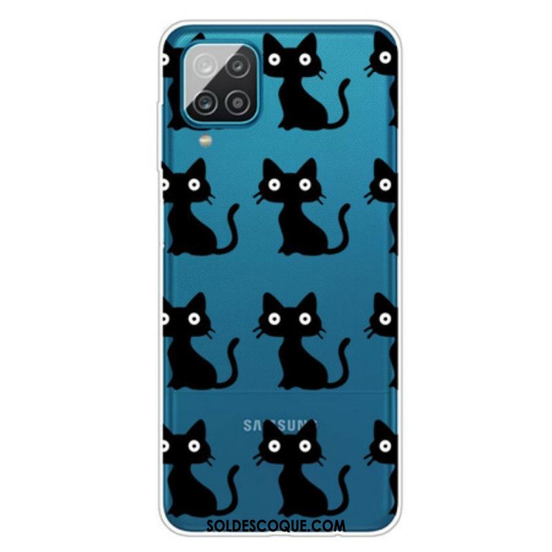 Coque Samsung Galaxy A12 / M12 Multiples Chats Noirs