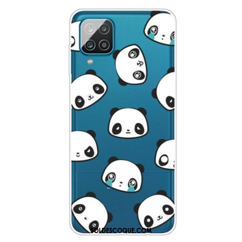 Coque Samsung Galaxy A12 / M12 Transparente Pandas Sentimentaux