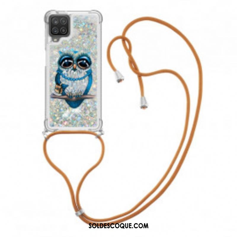 Coque Samsung Galaxy A12 / M12 à Cordon Paillettes Miss Hibou