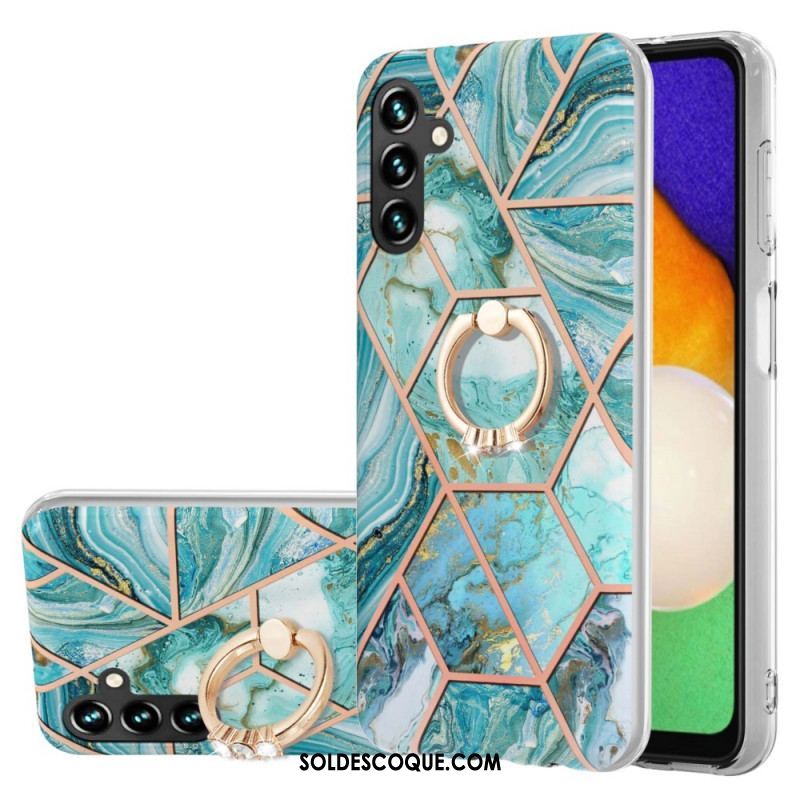 Coque Samsung Galaxy A13 5G / A04s Marbre Géométrique avec Anneau-Support