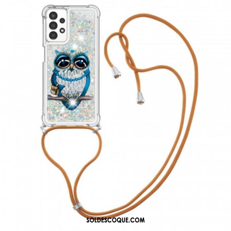 Coque Samsung Galaxy A13 à Cordon Paillettes Miss Hibou