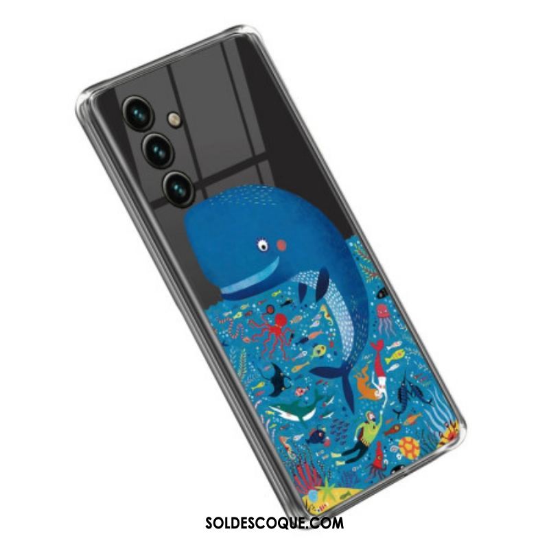 Coque Samsung Galaxy A14 5G / A14 Transparente Baleine Colorée