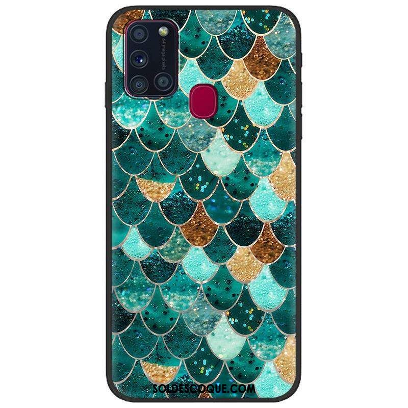 Coque Samsung Galaxy A21s Protection Vert Noir Étui Créatif Soldes