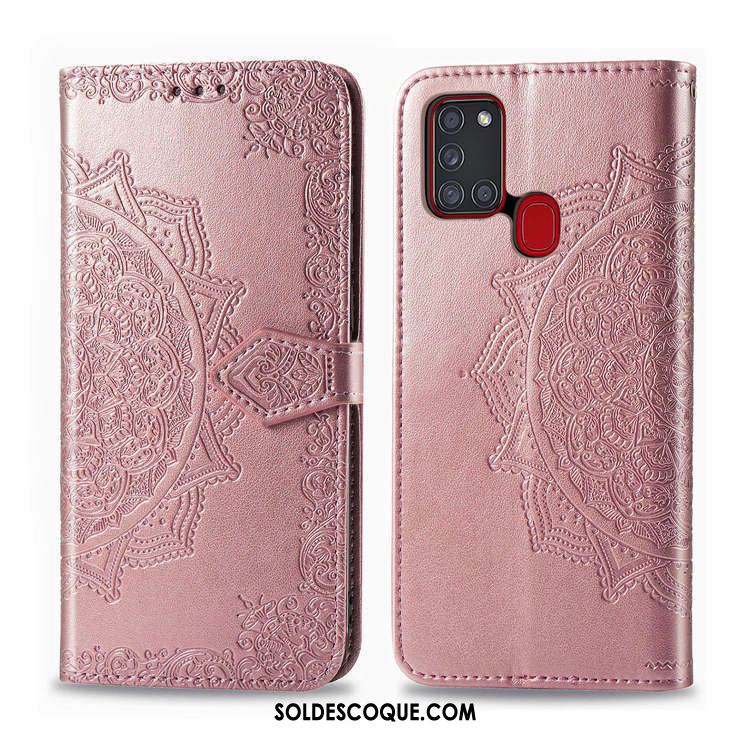 Coque Samsung Galaxy A21s Rose Étui En Cuir Support Téléphone Portable Étoile En Ligne