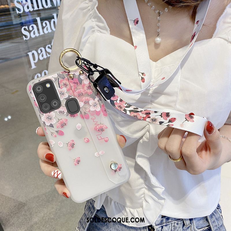 Coque Samsung Galaxy A21s Transparent Dessin Animé Amoureux Fluide Doux Téléphone Portable En Vente