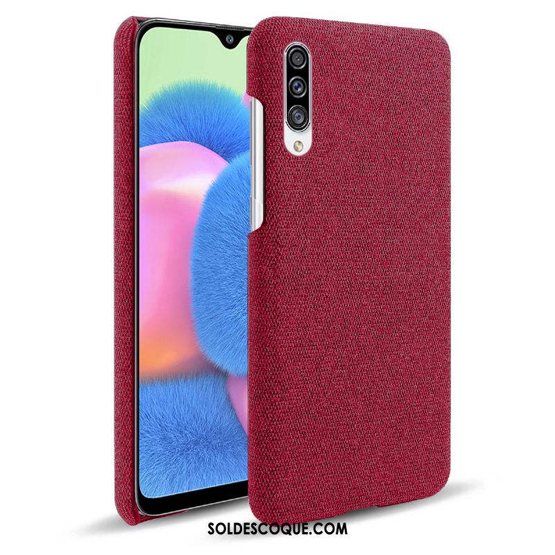 Coque Samsung Galaxy A30s Protection Téléphone Portable Tissu Rouge Étui Pas Cher