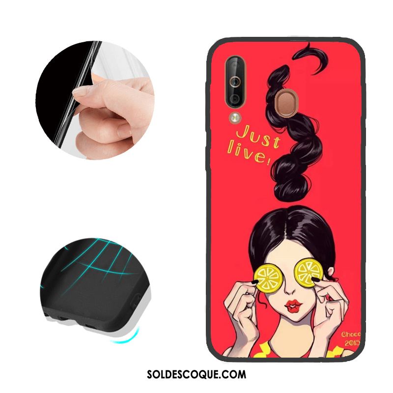 Coque Samsung Galaxy A40s Modèle Fleurie Étui Rouge Étoile Téléphone Portable Pas Cher