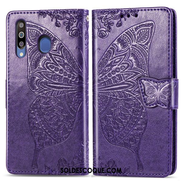 Coque Samsung Galaxy A40s Support Protection Violet Téléphone Portable Étui Housse Pas Cher