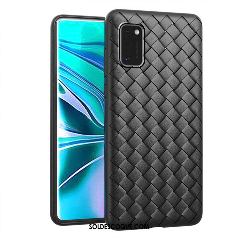 Coque Samsung Galaxy A41 Mode Couleur Unie Tissage Membrane Téléphone Portable Pas Cher