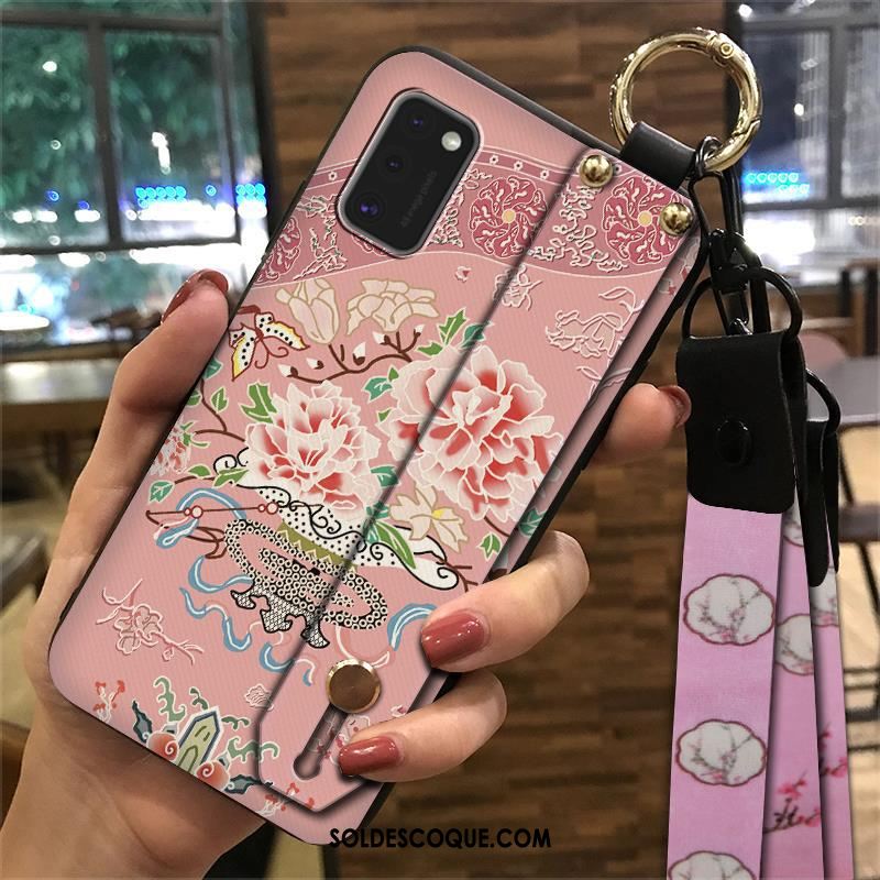 Coque Samsung Galaxy A41 Vintage Rose Protection Étoile Ornements Suspendus Pas Cher