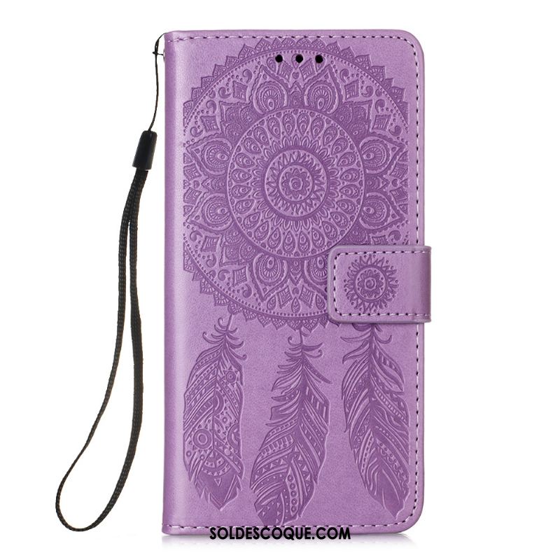 Coque Samsung Galaxy A41 Étui En Cuir Violet Téléphone Portable Étoile Clamshell En Vente