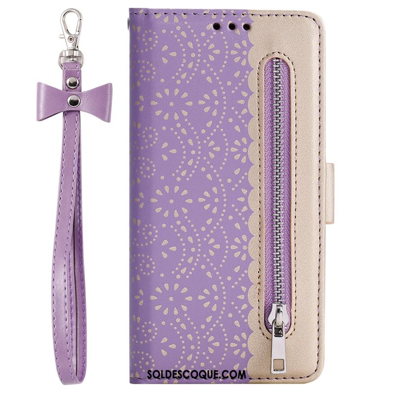 Coque Samsung Galaxy A41 Étui En Cuir Étoile Violet Clamshell Fermeture Éclair Soldes