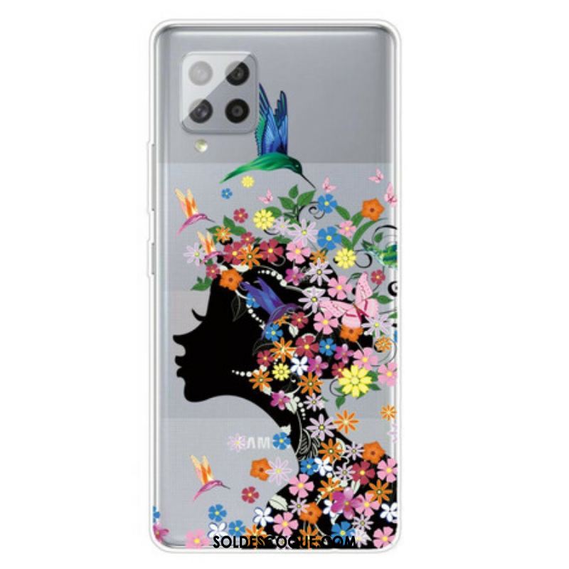 Coque Samsung Galaxy A42 5G  Jolie Tête Fleurie