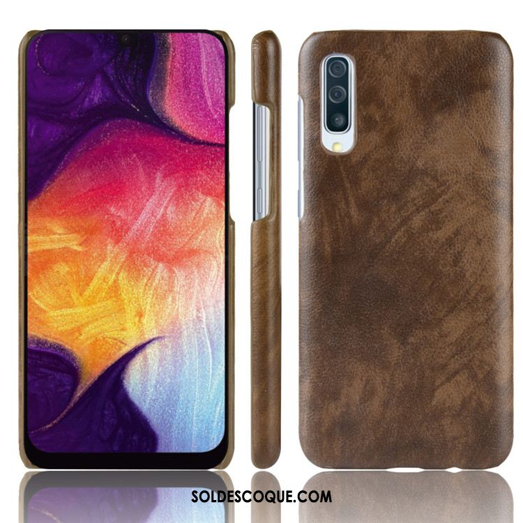 Coque Samsung Galaxy A50 Litchi Étoile Protection Difficile Modèle Fleurie Pas Cher