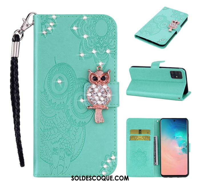 Coque Samsung Galaxy A51 Carte Strass Vert Coque En Silicone Téléphone Portable Pas Cher