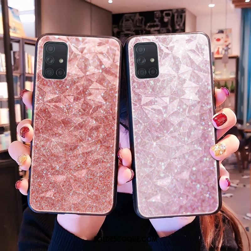 Coque Samsung Galaxy A51 Protection Téléphone Portable Rose Losange Modèle Fleurie Housse France