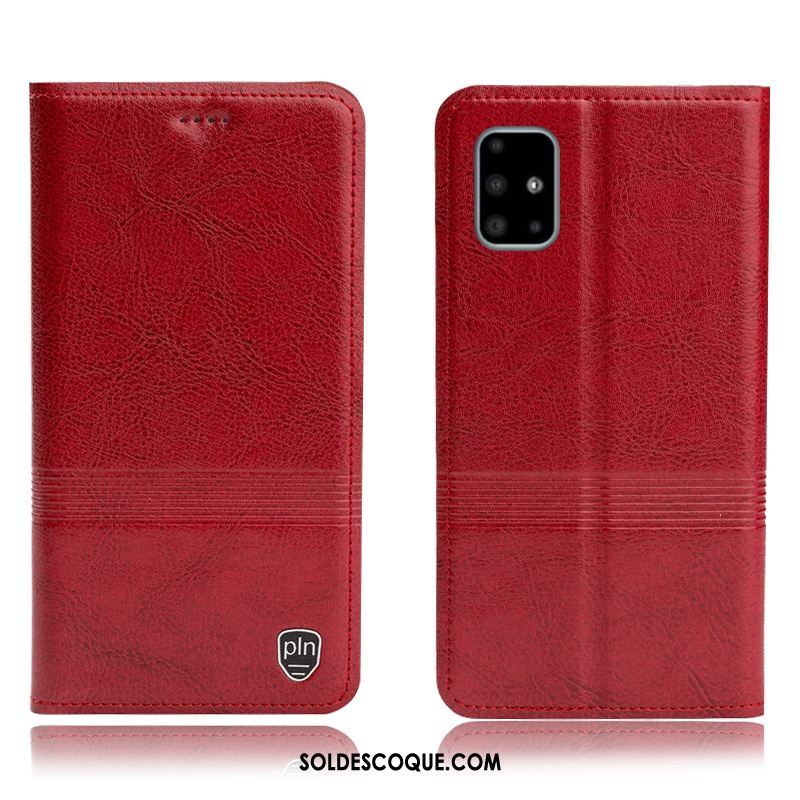 Coque Samsung Galaxy A51 Étui Étoile Téléphone Portable Rouge Modèle Fleurie Pas Cher