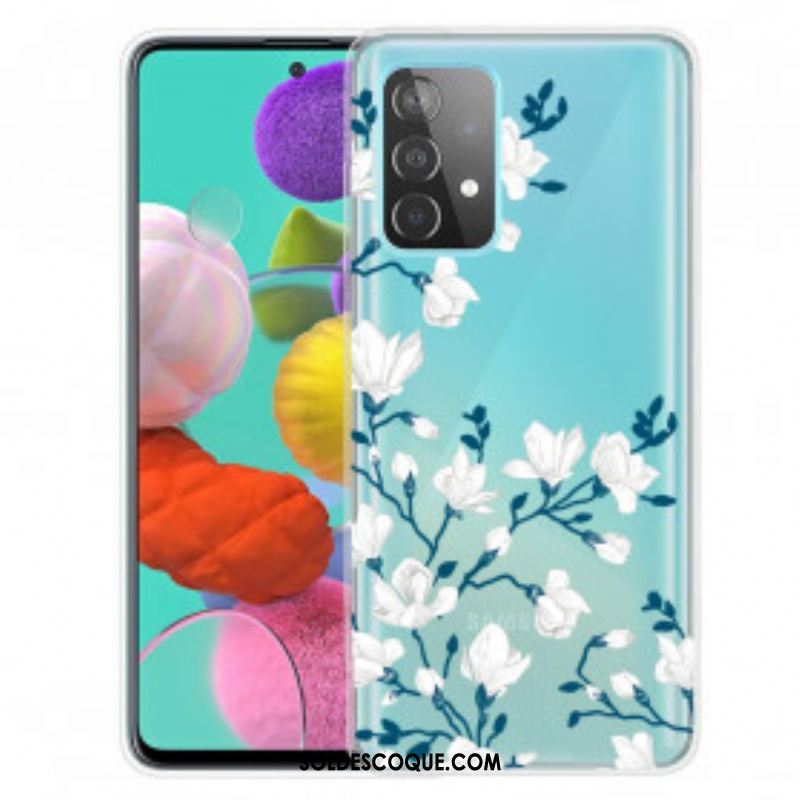 Coque Samsung Galaxy A52 4G / A52 5G / A52s 5G Fleurs Blanches