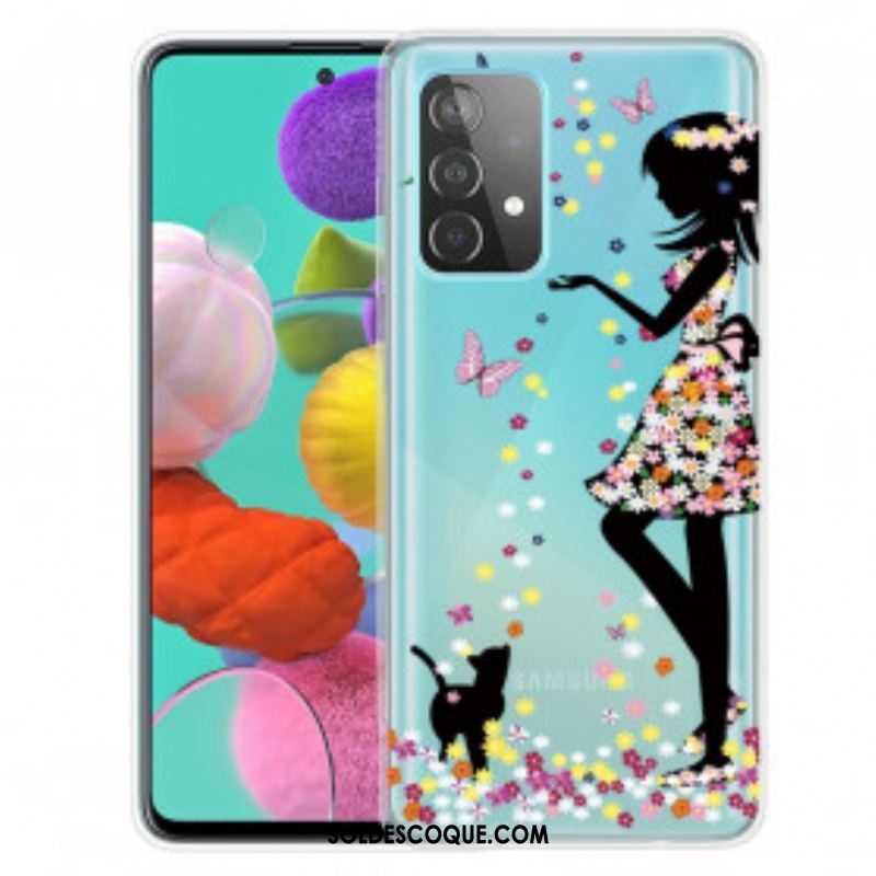 Coque Samsung Galaxy A52 4G / A52 5G / A52s 5G Jolie Tête Fleurie