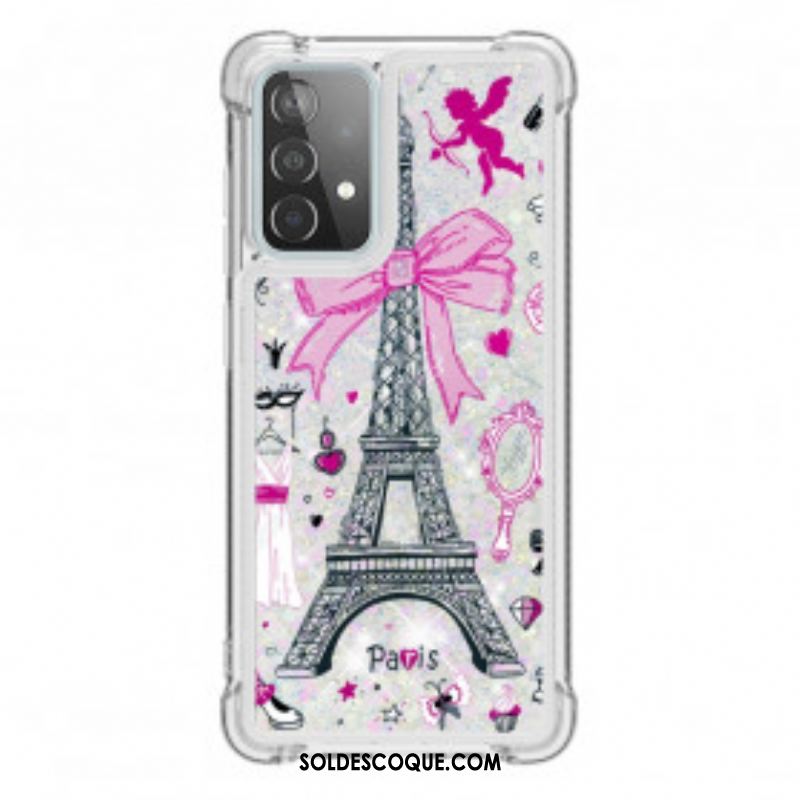 Coque Samsung Galaxy A52 4G / A52 5G / A52s 5G La Tour Eiffel Paillettes