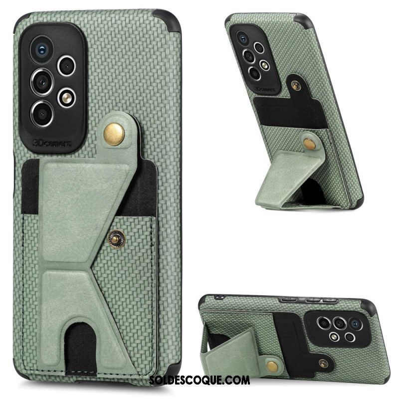 Coque Samsung Galaxy A53 5G Fibre Carbone Porte-Cartes Support