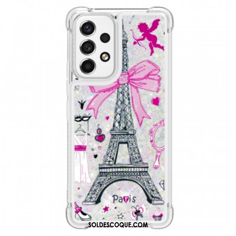 Coque Samsung Galaxy A53 5G La Tour Eiffel Paillettes