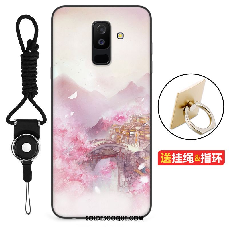 Coque Samsung Galaxy A6+ Dessin Animé Étui Incassable Téléphone Portable Anneau Housse En Ligne