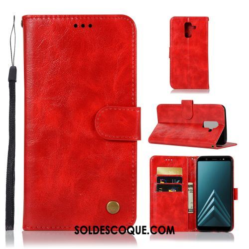 Coque Samsung Galaxy A6+ Étui En Cuir Portefeuille Vintage Protection Téléphone Portable En Vente