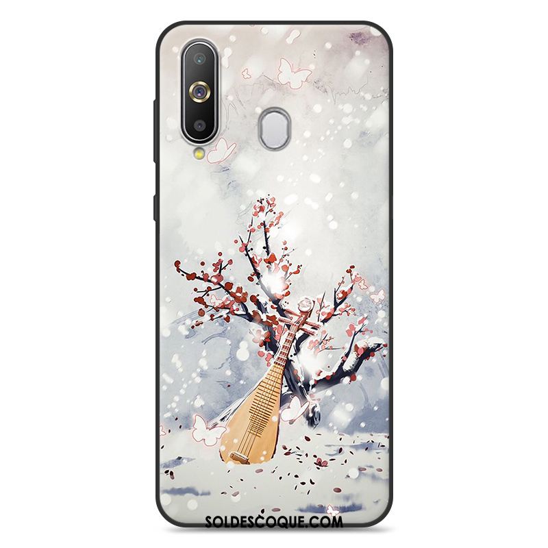 Coque Samsung Galaxy A60 Style Chinois Téléphone Portable Art Gris Vent Housse En Vente