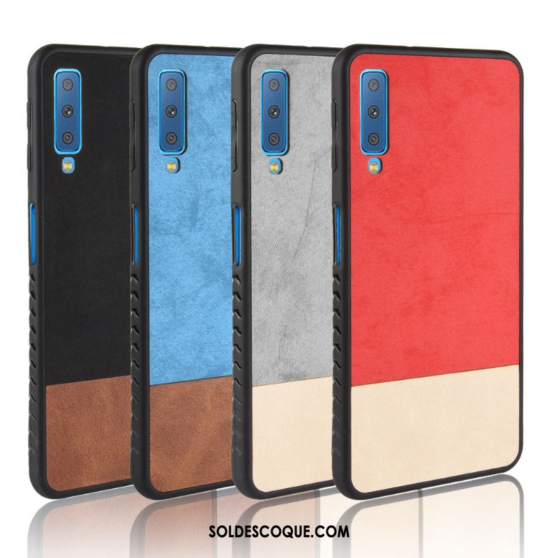 Coque Samsung Galaxy A7 2018 Denim Modèle Fleurie Téléphone Portable Étui Tout Compris Soldes