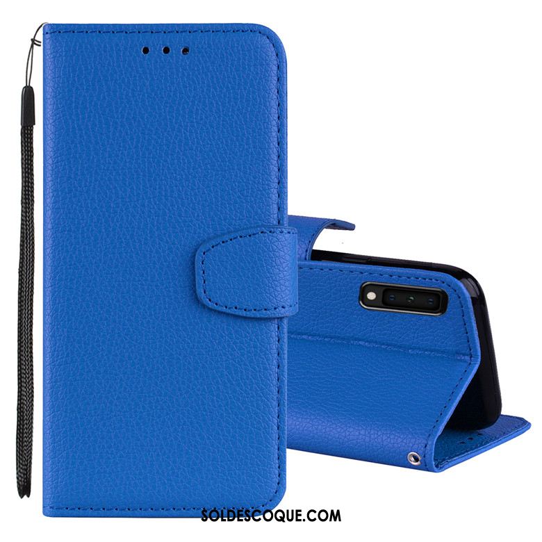 Coque Samsung Galaxy A7 2018 Fluide Doux Bleu Étui En Cuir Incassable Étoile Pas Cher