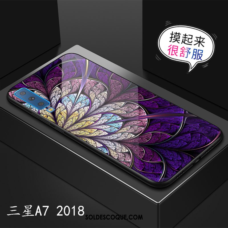 Coque Samsung Galaxy A7 2018 Incassable Étui Miroir Violet Marque De Tendance Pas Cher