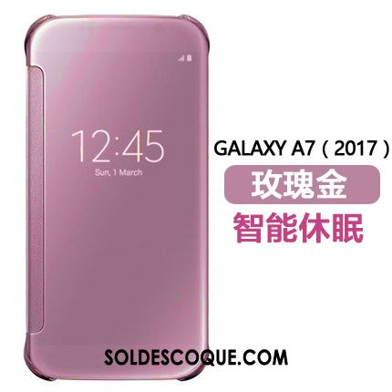 Coque Samsung Galaxy A7 2018 Miroir Étoile Protection Téléphone Portable Dormance Housse Soldes