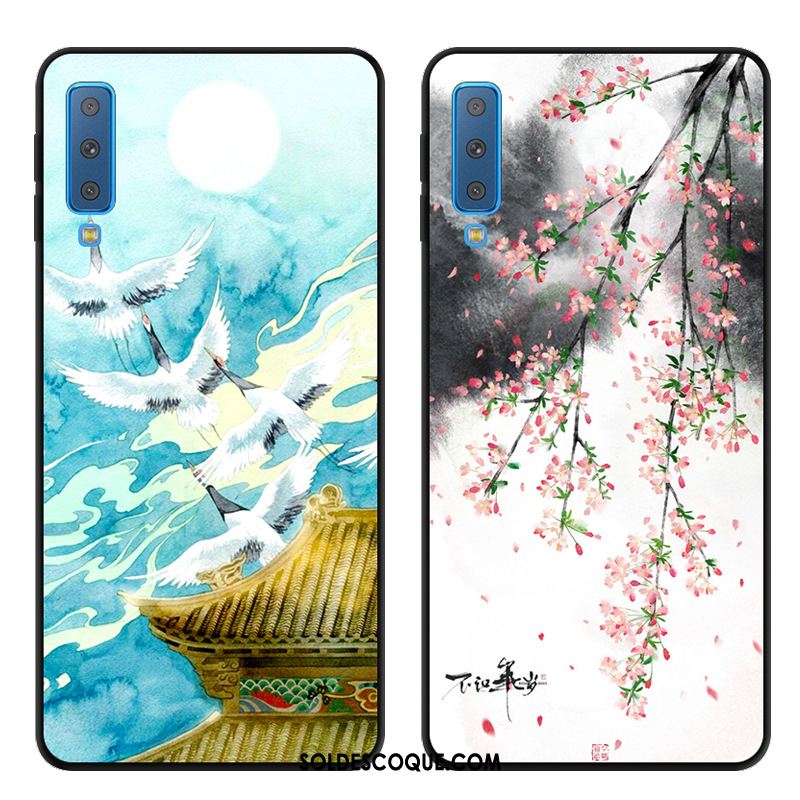 Coque Samsung Galaxy A7 2018 Protection Bleu Téléphone Portable Étoile Dessin Animé Pas Cher