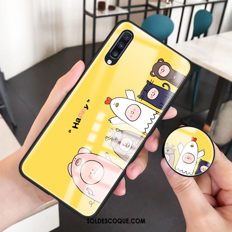 Coque Samsung Galaxy A70 Personnalité Dessin Animé Jaune Net Rouge Téléphone Portable Pas Cher