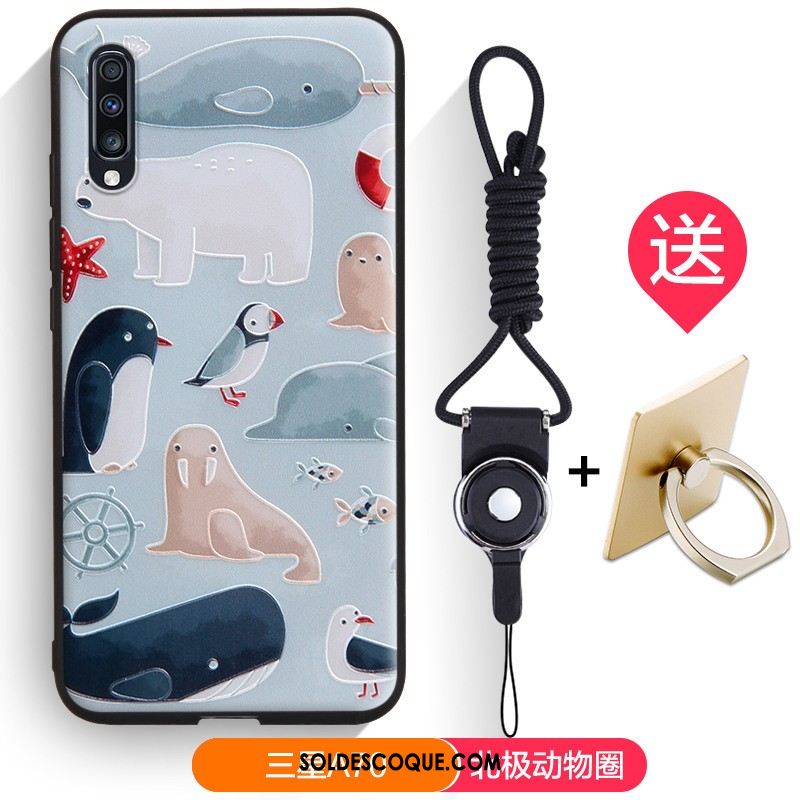 Coque Samsung Galaxy A70 Étoile Bleu Fluide Doux Gaufrage Téléphone Portable En Ligne