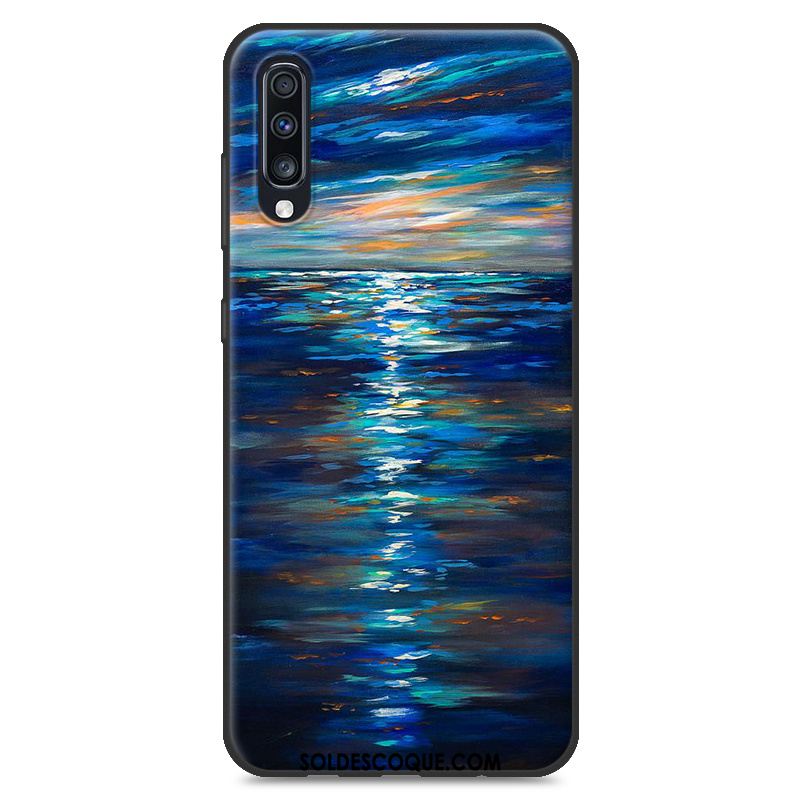 Coque Samsung Galaxy A70 Étui Marque De Tendance Protection Silicone Bleu En Vente