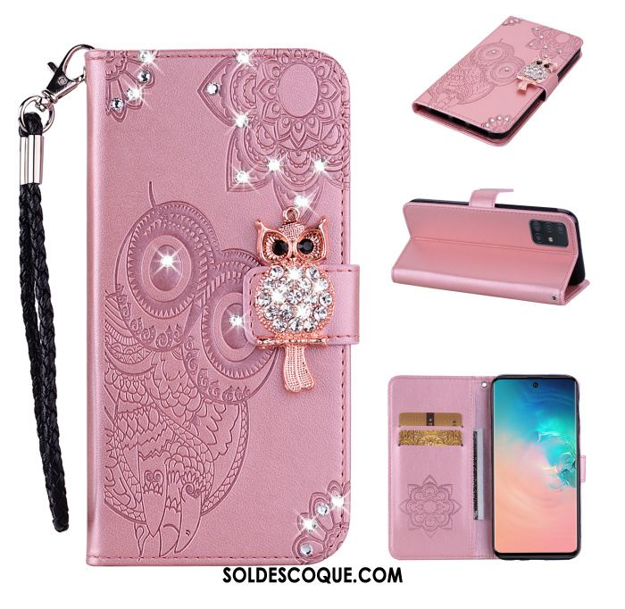 Coque Samsung Galaxy A71 Étui En Cuir Or Rose Téléphone Portable Étoile Protection Soldes