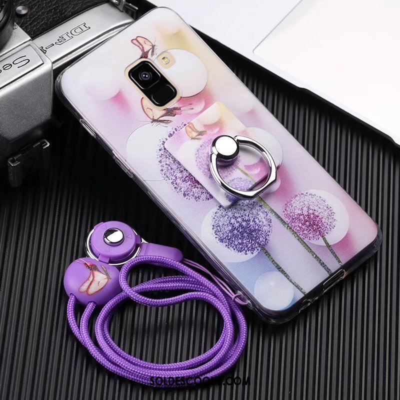 Coque Samsung Galaxy A8 2018 Fluide Doux Protection Tout Compris Silicone Violet Pas Cher