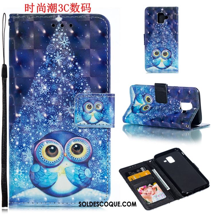 Coque Samsung Galaxy A8 2018 Étoile Tendance Téléphone Portable Bleu Étui En Cuir Pas Cher