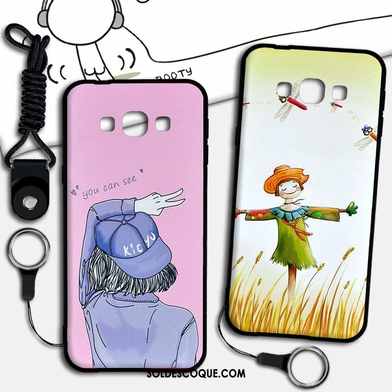 Coque Samsung Galaxy A8 Délavé En Daim Ornements Suspendus Dessin Animé Téléphone Portable Étui En Ligne