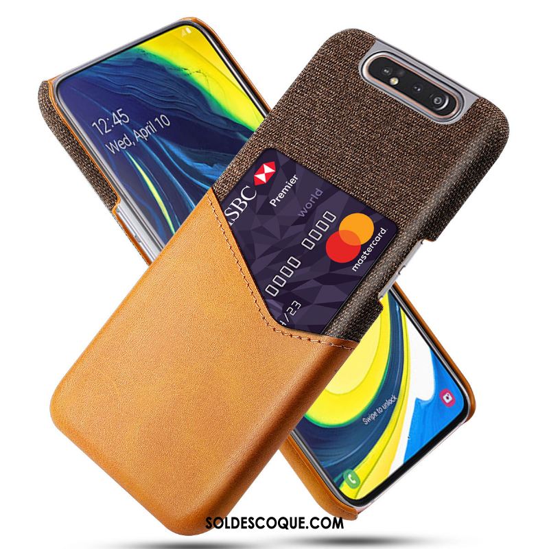 Coque Samsung Galaxy A80 Téléphone Portable Étoile Étui En Cuir Modèle Fleurie Orange Pas Cher