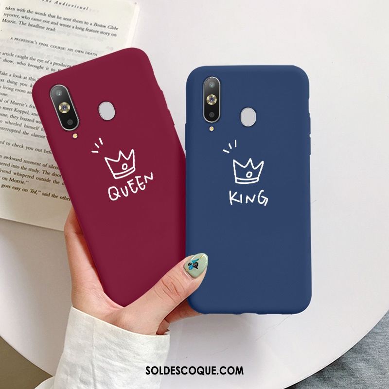 Coque Samsung Galaxy A8s Net Rouge Vent Délavé En Daim Incassable Charmant En Vente