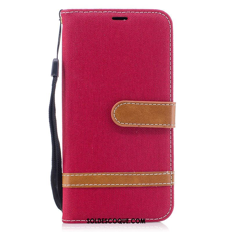 Coque Samsung Galaxy A9 2018 En Denim Portefeuille Rouge Téléphone Portable Étui En Cuir Soldes