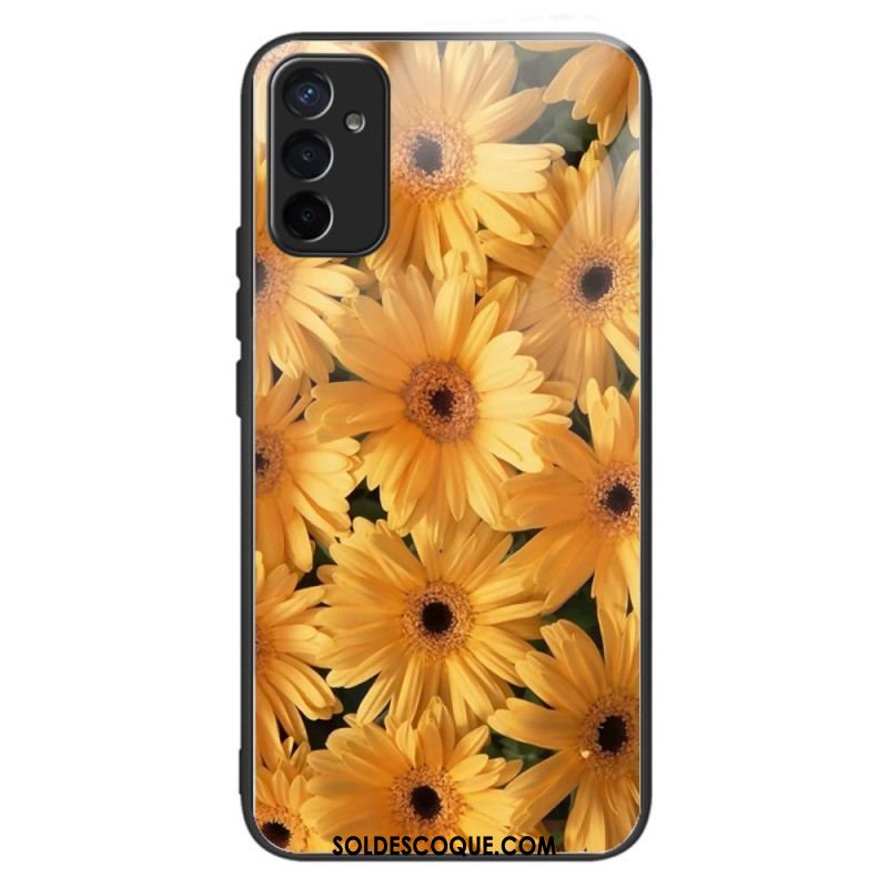 Coque Samsung Galaxy M13 Verre Trempé Fleurs de Soleil