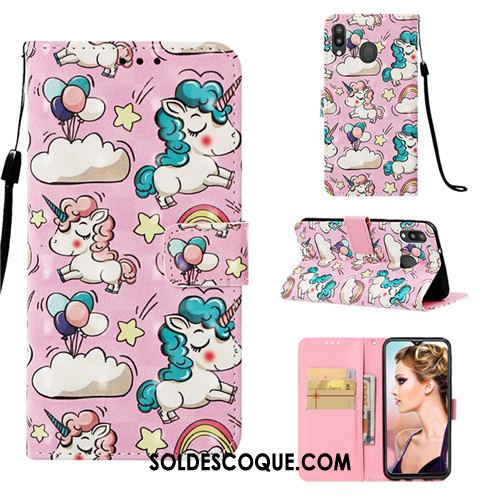 Coque Samsung Galaxy M20 Téléphone Portable Incassable Personnalité Rose Étui En Cuir En Vente