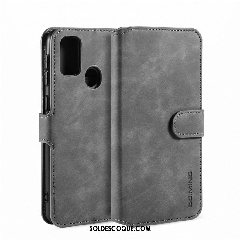 Coque Samsung Galaxy M30s Tout Compris Cuir Téléphone Portable Gris Étui En Vente