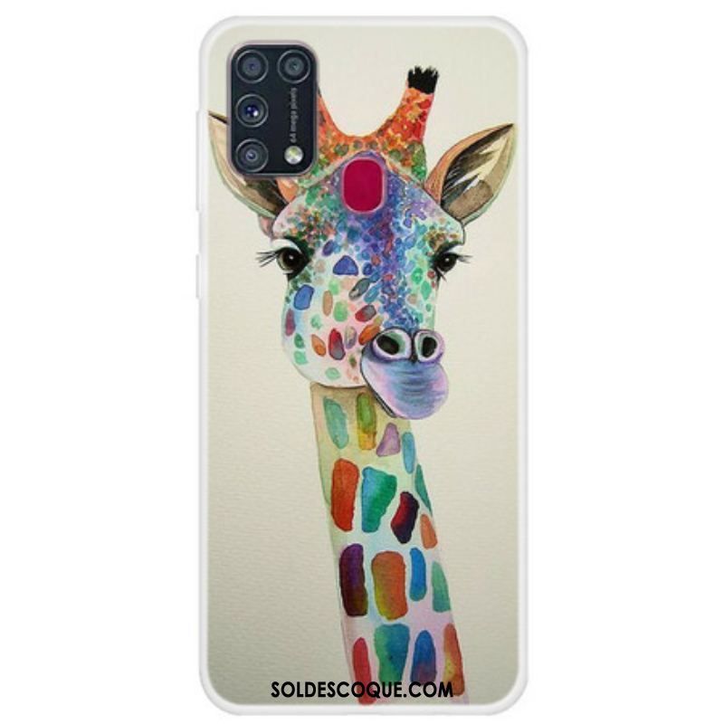 Coque Samsung Galaxy M31 Girafe Colorée