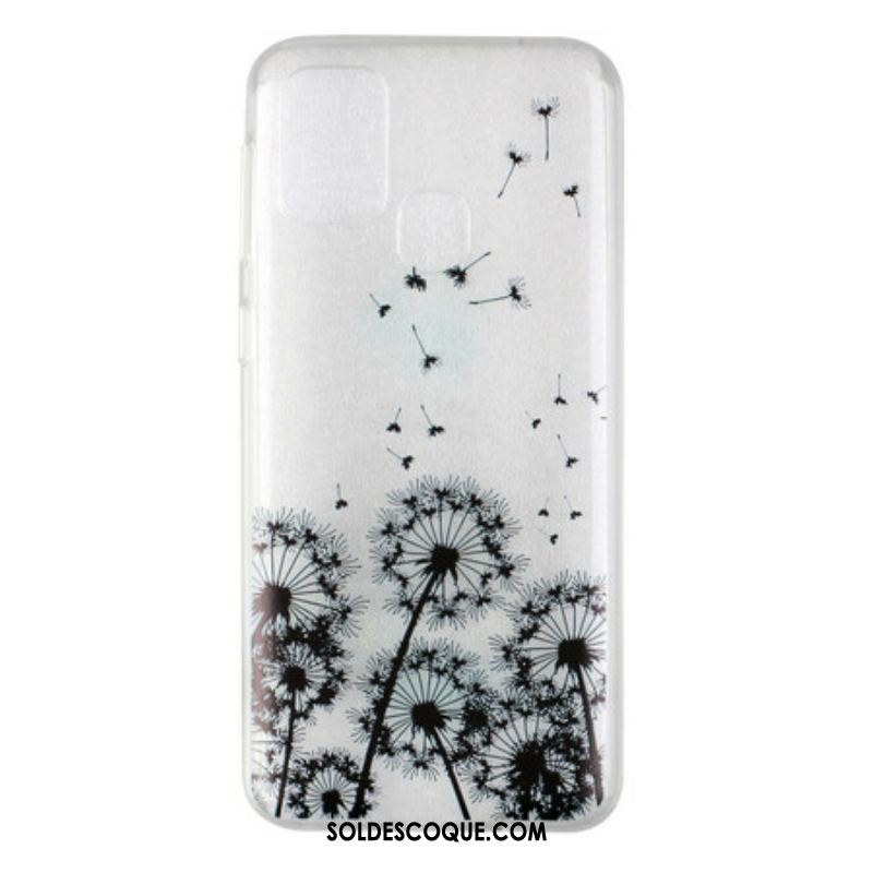 Coque Samsung Galaxy M31 Transparente Pissenlits Noirs