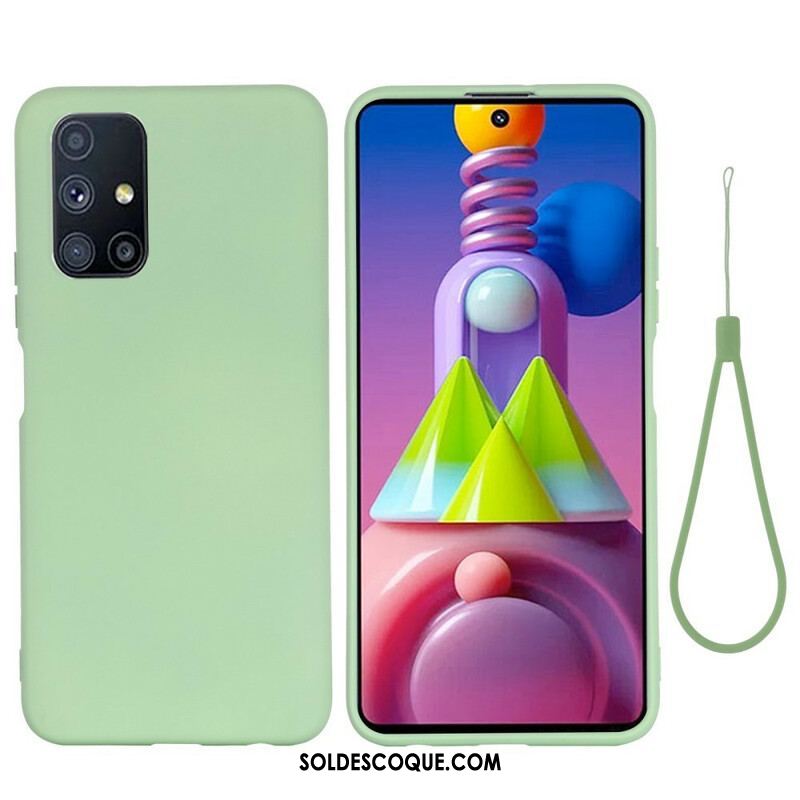 Coque Samsung Galaxy M51 Silicone Liquide avec Lanière